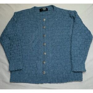 Freda Condon PEI Cable Cardigan Sweater Blue Size Medium